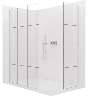 Productafbeelding van CERANO - Douchewand Walk-in Crystal T L/P - 8 mm - zonder steunpilaren - chroom, veiligheidsglas - 110x100x200 cm