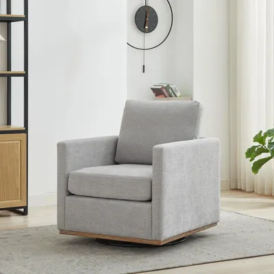 Produktbild von STILVORA Drehsessel 360° mit Armlehnen, Loungesessel gepolstert im Vierflächen-Design, Clubsessel für Wohnzimmer und Schlafzimmer,Grau