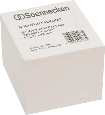 Produktbild von Zettelboxeinlage 5807 97x97x82mm weiß 720 Blatt Packung mit 12 Stück