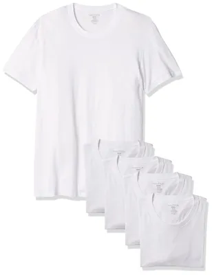 Immagine prodotto di Maglietta a maniche corte da uomo, marca Nautica, in cotone, girocollo, confezione multipla (5 pezzi), colore bianco, taglia Small