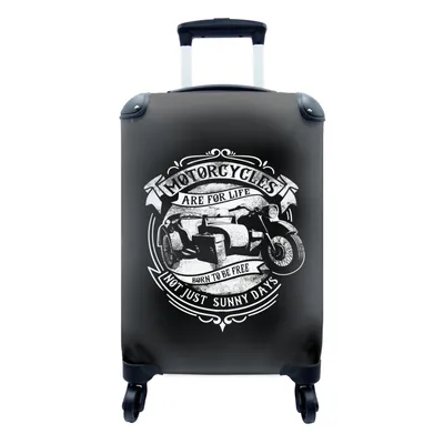 Produktbild von MuchoWow® Koffer Handgepäck Trolley Rollkoffer Kleine Reisekoffer mit 4 Rollen - Mancave - Motorrad - Vintage - Zitate - Cabin Size < 55x40x23 cm & 55x40x20 cm - Fotokoffer - Kabinenkoffer - Boardgepäck - Reise-Box - Reisekoffer - Reisegepäck - Koffer mit Bild - Trolley für Kinder