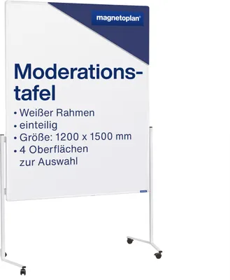 Produktbild von Magnetoplan Moderationstafeln einteilig mit weißer Alurahmen - Mobil - 120x150cm - Weiß
