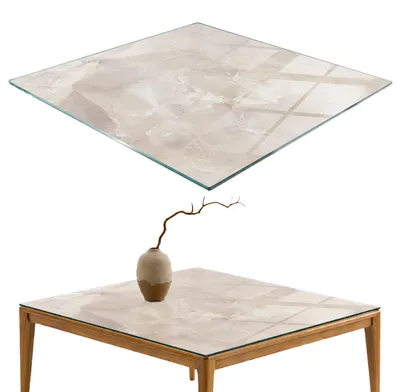 Produktbild von Glasplatte Tisch – Esstischplatte Glas – Tischplatte Glas – Glasarbeitsplatte Tisch – Glasplatte Esstisch – Pflegeleicht – Witterungsbeständig – 50x50 cm – Marmorstrukturmuster