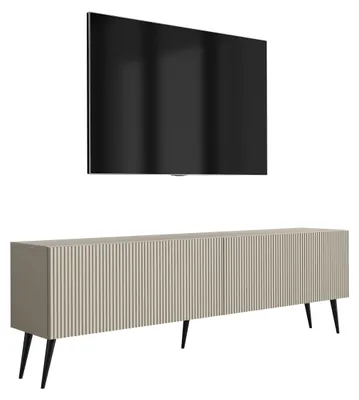 Produktbild von TV-Schrank mit geriffelte Fronten, Kaschmir, schwarze, schräge Beine