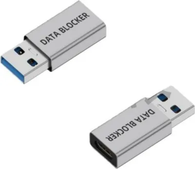 Image de INF Adaptateur Bloqueur de Données USB-C Mâle vers USB-A Femelle (Argent, Lot de 2) - Charge Sécurisée