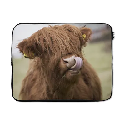 Produktbild von MuchoWow® Laptop Hülle 15 Zoll Schottischer Highlander - Braun - Tiere Laptoptasche - Laptoptasche - Sleeve - Rundum-Schutz