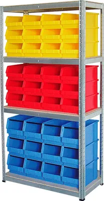 Produktbild von Schwerlast-Steckregal mit 36 Sichtboxen, HxBxT 1800x900x400 mm