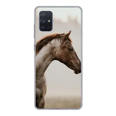 Produktbild von MuchoWow® Handyhülle Schutzhülle Hülle für Samsung Galaxy A71 Pferd - Nebel - Natur Silikon Softcase Handy Hülle - Kartenbesitzer