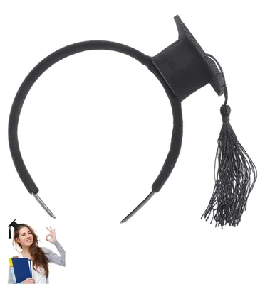 Haarband mit Mini-Abschlusshut, schwarz, für Partys