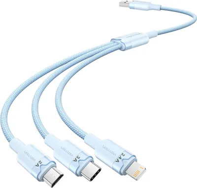 Obrázek produktu pro USB 2.0 A to 3in1 3A cable Vention CTPLG 1.5M (blue)