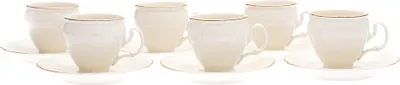 Produktbild von Thun 1794 Bernadotte, Kaffeetassen und Untertassen, Elfenbein, Goldlinie, Thun, 6 Stück