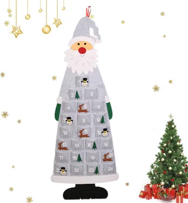 Produktbild von Adventskalender zum Befüllen Kinder, Stoff-Adventskalender, Weihnachtskalender selbst Befüllen Santa, Adventskalender Taschen