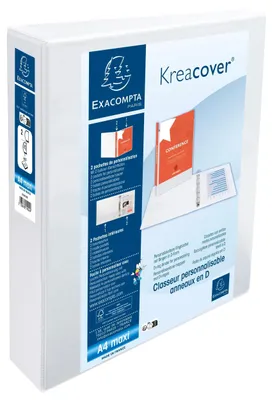 Productafbeelding van Exacompta, 10 ringbanden, harde omslag, 2 vakken, 2 D-ringen, 50 mm, A4, wit, 51924E