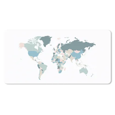 Produktbild von MuchoWow® Schreibtischunterlage Weltkarte - Blau - Rosa 80x40 cm - XXL Mauspad - Gaming Mauspad