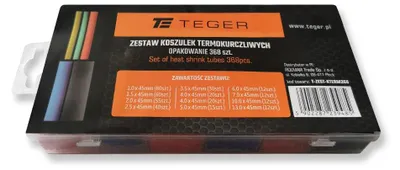 Obrázek produktu pro Sada/sortiment smršťovacích trubiček, různé velikosti – TEGER, 370 kusů