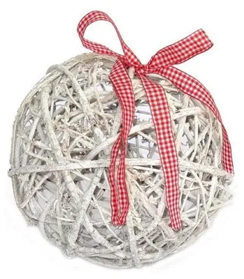 Image de Boule en fibre naturelle avec ruban diamètre 20 cm lot de 4
