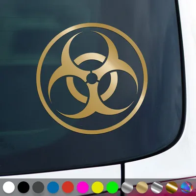 Produktbild von PantherPixel Biohazard Aufkleber Warnung Vorsicht Hinweis Sticker Auto Geschenkidee Farbe Gold