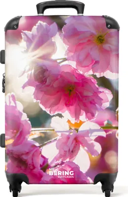 Produktbild von NoBoringSuitcases.com® Großer Koffer - Blumen - Blüte - Rosa - Frühling - Sonne - Kombinationsschloss TSA - Hartschalen Trolley 4 Rollen - 72 liter - Reisekoffer - 66 cmKoffer Mittelgroß 67x43x25 cm, 72L,