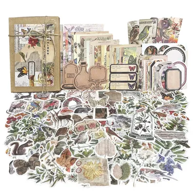 Vintage Scrapbooking Sticker-Set, 260 Stück, Naturmotiv