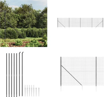 Produktbild von vidaXL Maschendrahtzaun mit Bodenhülsen Anthrazit 1,6x10 m - Maschendrahtzaun - Maschendrahtzäune - Gartenzaun - Drahtzaun