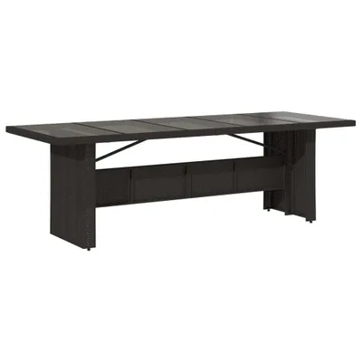 Image de vidaXL Table de jardin avec plateau en verre noir 240x90x75 cm Poly rotin
