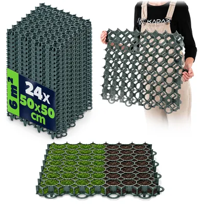 Produktbild von KADAX Rasengitter aus Kunststoff "Forsa", Paddockplatte, Rasengitterplatten, Grün, 50cm, 24 Stück
