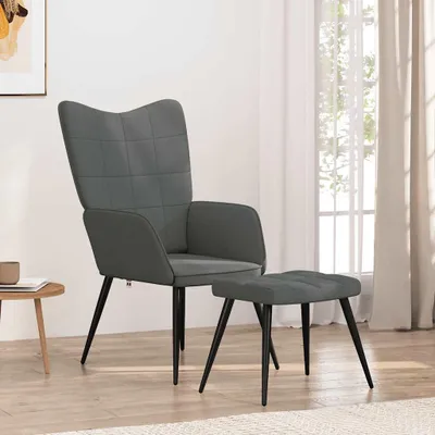 Obrázek produktu pro vidaXL Relaxační křeslo s taburetem Tmavě šedá tkanina