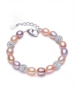 Produktbild von Damen Süßwasserperlen Armband Tropfenform – 925 Sterling Silber Kette, 7mm, AAA Qualität