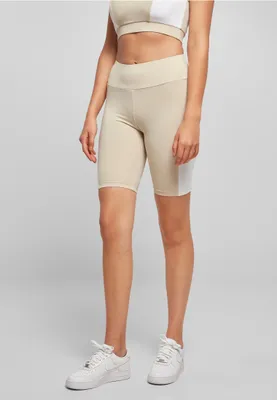 Zdjęcie produktu dla Urban Classics TB5021 | Damskie spodenki rowerowe typu color block – kolor: softseagrass/white – rozmiar: XL