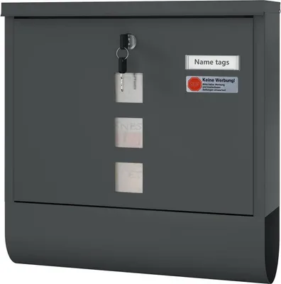 Produktbild von WOLTU Briefkasten mit Zeitungsfach Sichtfenstern, Namensschild, 37x37x10,5 cm : Anthrazit Farbe: Anthrazit