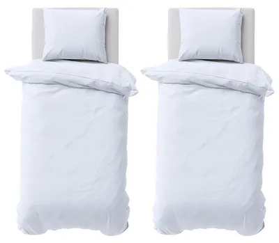 Produktbild von Bettwäsche 155x220 cm Bettbezug 100%Baumwolle Renforce Einfarbig Bettgarnitur Set Weiß 4 teilig