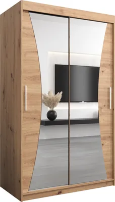 Produktbild von Kleiderschrank, Schiebetürenschrank Schlafzimmer, Schrank mit Spiegel MONACO 120 cm