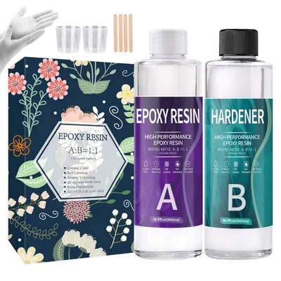 Immagine prodotto di Resina Epossidica Trasparente, 1000ml/35oz Colla Resina Epoxy con Indurente Atossica Kit Resina Epossidica 1:1 Rapporto per Creazioni Artistiche, Rive
