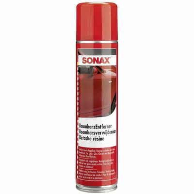 Produktbild von Sonax BaumharzEntferner, Auto, Spray, Körper, Scheinwerfer, Rot, Weiß, Chrom, Glas, Kunststoff, SONAX BaumharzEntferner auf ein weiches Tuch sprühen und damit auf den zu behandelnden Flecken...
