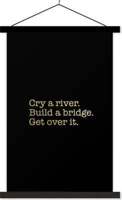 Produktbild von MuchoWow® Textilposter Zitat - Brücke - Gold - Schwarz 40x60 cm mit schwarzem Rahmen - Wanddekorationen