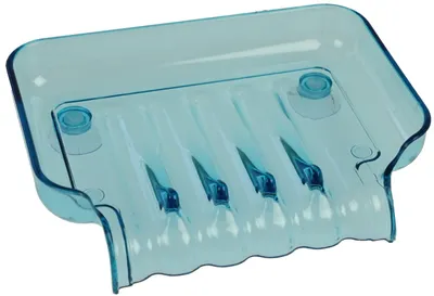 Zdjęcie produktu dla Uchwyt na mydło "Wodospad" z 2 przyssawkami, niebieski plastik, 13 x 9 x 3 cm