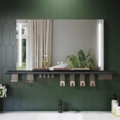 Obrázok produktu pre Kúpeľňové zrkadlo SONNI 100 x 60 cm, trojfarebné, stmievateľné, RA90, proti zahmlievaniu, s multifunkčnou poličkou