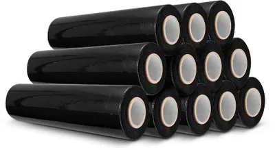 Produktbild von 12 Rollen a 300 M Schwarz Stretchfolie Versandfolie Verpackungsfolie Wickelfolie