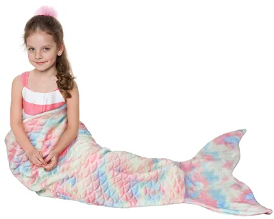Obrázok produktu pre Plyšová deka s motívom morských panien pre deti – fleece, 155 x 51 cm