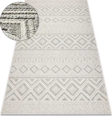 Image de Tapis JERSEY 19234 gris - Losangos, structurelles, boucle BOHO beige 120x170 cm