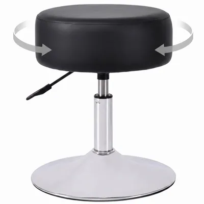 Produktbild von Duhome Drehhocker Schminkhocker Sitzhocker mit Polsterung Höhenverstellbar Drehbar aus Kunstleder, Schwarz