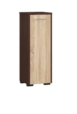 Obrázek produktu pro Volně stojící koupelnová skříňka: jedny dveře, dvě police, barva: wenge | dub Sonoma, rozměry nábytku: Š: 30 cm, V: 82 cm, H: 30 cm