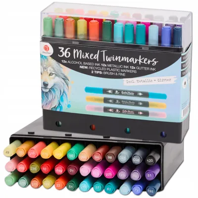 Produktbild von DecoTime Twinmarker Alkohol-Marker 36er Set Metallic Glitter