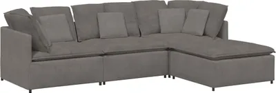 Obrázek produktu pro Modulární pohovka s podnožkou&polštáře světle šedá