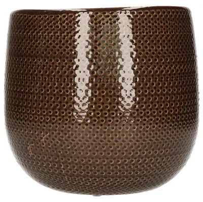 Produktbild von Mica Decorations Pflanzentopf - dunkelbraun - gerippt - 19x21 cm