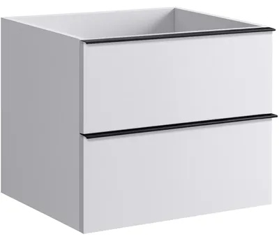 Image de VitrocéramiqueO - Meuble de salle de bains sous lavabo avec poignée Velora - blanc mat, poignée noire - 69 x 53 x 46,5 cm