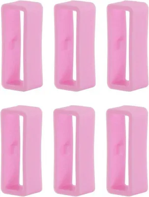 Image de 6 bracelets de montre en silicone rose, 22 mm