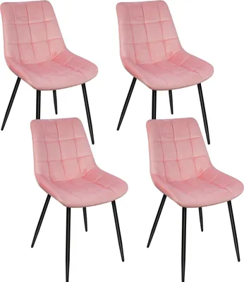 Produktbild von 4er Set Esszimmerstühle Küchenstuhl Polsterstuhl Wohnzimmerstuhl aus Samt mit Rückenlehne Rosa