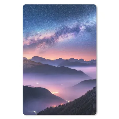 Produktbild von MuchoWow® Mauspad Mousepad Berge - Sternenhimmel - Nebel 40x60 cm - Mousepads - Maus Mat - Pad - Mausunterlage - Schreibtisch Accesoire