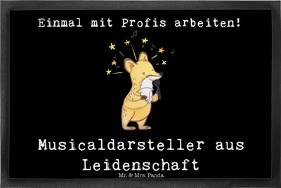 Produktbild von Mr. & Mrs. Panda Schmutzmatte Musicaldarsteller Leidenschaft 40 x 60 cm - Schwarz - Geschenk, fußmatte, Türmatte, Schmutzfangmatte, flurmatte, bodenmatte, Fussmatte